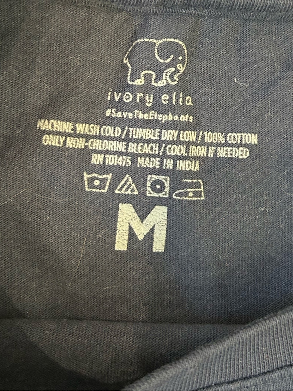 ivory ella Navy Long Sleeve Pocket Tee with Elephant Logo Medium - Picture 4 of 5